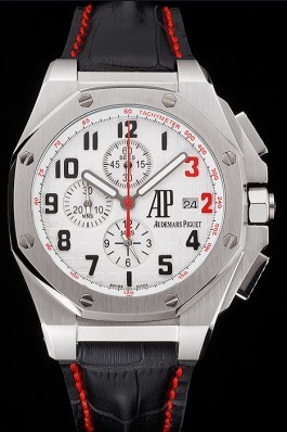 Audemars Piguet Royal Oak Offshore Shaquille O'Neal White Dial Stainless Steel Case Black Leather Strap Audemars Piguet Royal Oak Replica Aaa