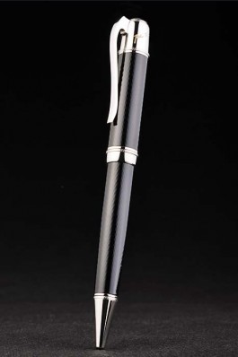 Black Top Quality MontBlanc Silver Tipped And Rimmed Black Enamel Ballpoint Pen With MB Engraving 4982 Replica Pen