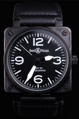 Black Leather Band Top Quality BR01-92 Edition Carbon-White Luxury Watch 4250 Bell Ross Replica For Sale