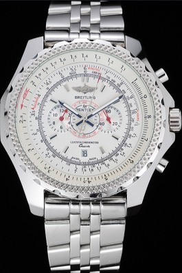 Breitling Bentley Chronograph White Dial Stainless Steel Strap Fake Breitling Bentley