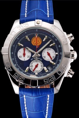 Breitling Chronomat Frecce Tricolori Blue Dial Stainless Steel Case Blue Leather Strap Breitling Chronomat