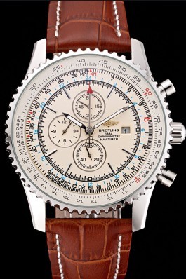 Breitling Navitimer World White Dial Brown Leather Bracelet 622514 Replica Designer Watches