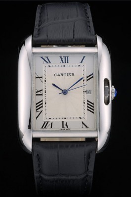 Cartier Tank Anglaise 36mm White Dial Stainless Steel Case Black Leather Bracelet Cartier Replica