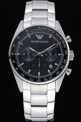 Emporio Armani Sportivo Chronograph Black Dial Stainless Steel Bracelet 622349 Replica Armani Watch