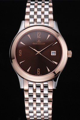 Jaeger LeCoultre Master Brown Dial Rose Gold Bezel Two Tone Band 622091 Le Coultre Watch