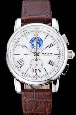 Montblanc Twinfly Chronograph White Dial Brown Leather Bracelet 1454117 Mont Blanc Watch Replica