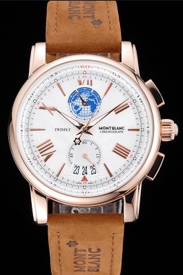 Montblanc Twinfly Chronograph White Dial Brown Suede Leather Bracelet 1454116 Mont Blanc Watch Replica