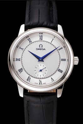 Omega De Ville Prestige Small Seconds Silver Dial Stainless Steel Case Black Leather Strap Omega Replica Watch