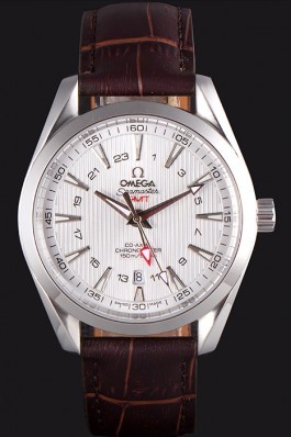 Omega Seamaster Silver Bezel with White Dial and Brown Leather Band 621573 Omega Replica Seamaster