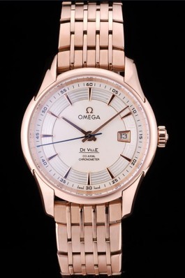 Omega Swiss DeVille Rose Gold Bezel White Dial 7603 Omega Replica Watch