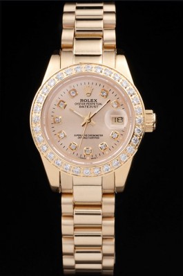 Rolex Datejust 18k Yellow Gold Plated Stainless Steel Diamond Plated 98077 Replica Rolex Datejust