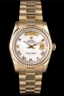 Gold Top Quality Gold Day-Date Swiss Mechanism Luxury Watch 5370 Rolex Replica Aaa