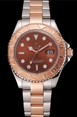 Rolex Yacht Master Rose Gold Dial Two Tone Stainless Steel Bracelet 1453864 Replica Rolex