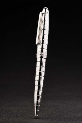 Silver Vertical Top Quality MontBlanc Grooved Cutwork Slim Ballpoint Pen With MB Engraving 5020 Replica Pen