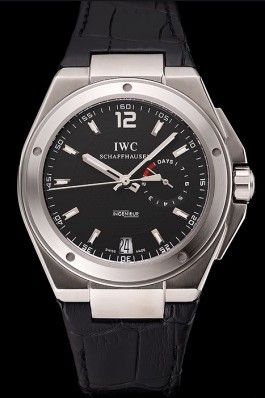 Swiss IWC Big Ingenieur 7-Day Power Reserve Black Dial Silver Case Black Leather Bracelet 1453925 Iwc Replica