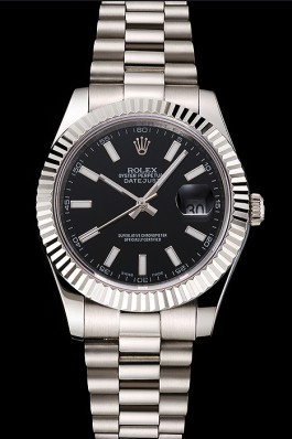 Swiss Rolex Datejust Black Dial Stainless Steel Case And Bracelet Replica Rolex Datejust