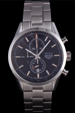Tag Heuer SLR Polished Stainless Steel Case Black Dial Stainless Steel Strap Aaa Tag Heuer Replica