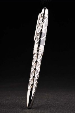 Transparent Silver Top Quality MontBlanc Cutwork Pattern Ballpoint Pen With MB Engraved Fancy Cap 4989 Replica Pen