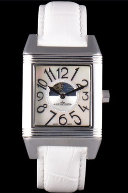 Jaeger le Coultre Reverso Squadro Lady White Leather Strap Pearl Dial 41970 Le Couture Watch Replica