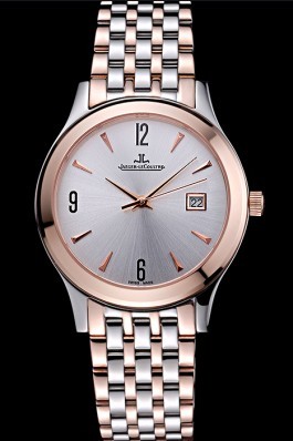 Jaeger LeCoultre Master White Dial Rose Gold Bezel Two Tone Band 622090 Le Coultre Watch