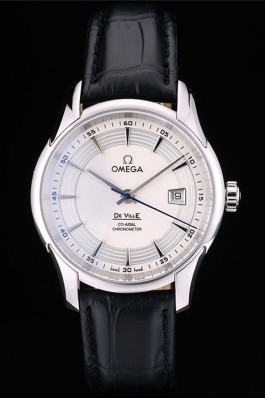 Omega Swiss DeVille Stainless Steel Bezel Black Leather Strap 7618 Omega Replica Watch